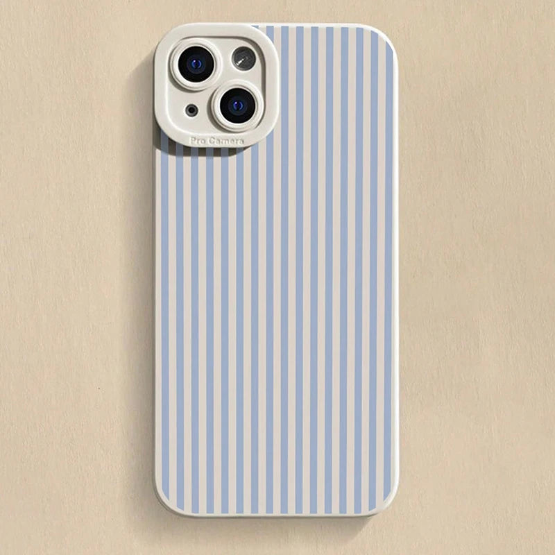 Pink Striped Painted Anti-Drop Phone Case For iPhone 11 12 13 14 15 16 17 Pro Max XS XR X 7 8 Plus 16E 17 Air Candy Bumper Cover