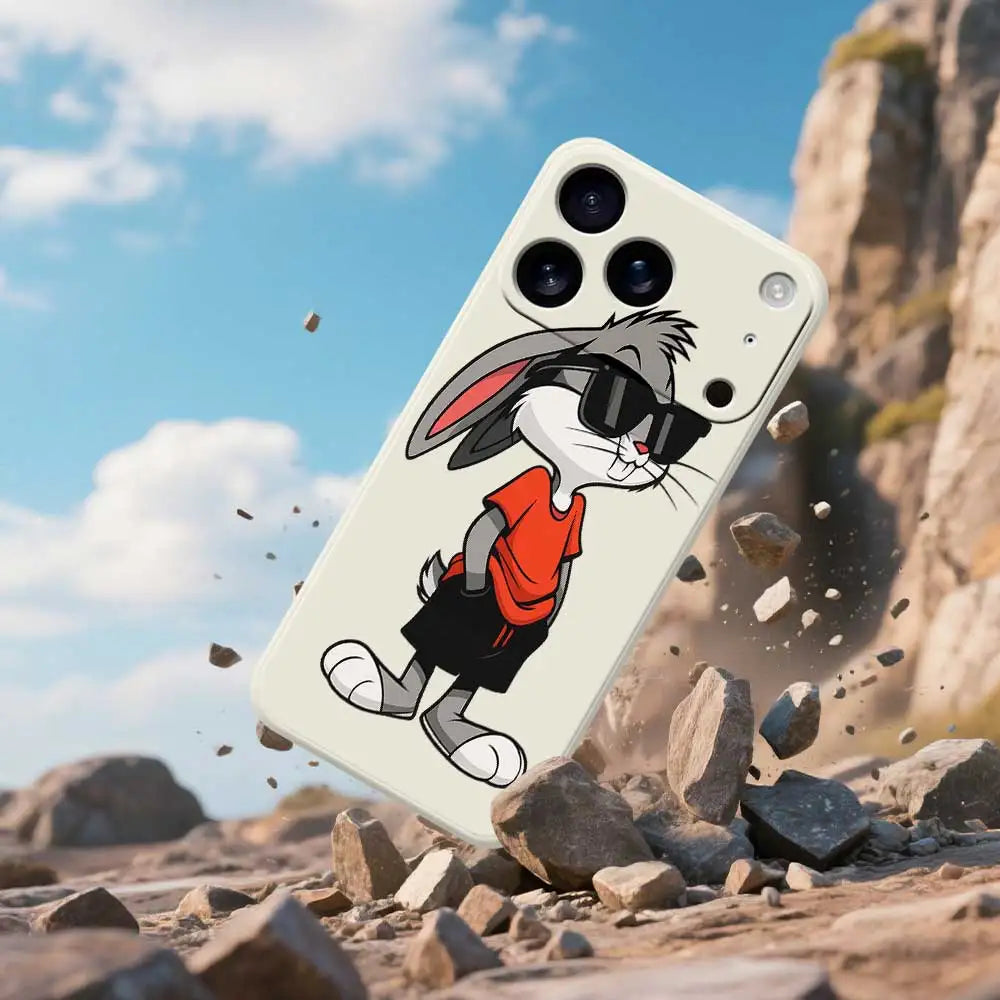Cool Rabbit Phone Case For iPhone 17 Pro Max 17 Air 16 15 14 Plus 13 12 11 Pro Max XS Max XR 7 8 Plus 16E Silicone Soft Cover