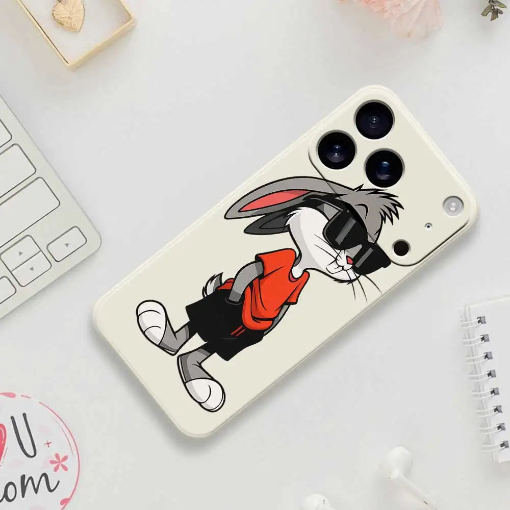 Cool Rabbit Phone Case For iPhone 17 Pro Max 17 Air 16 15 14 Plus 13 12 11 Pro Max XS Max XR 7 8 Plus 16E Silicone Soft Cover