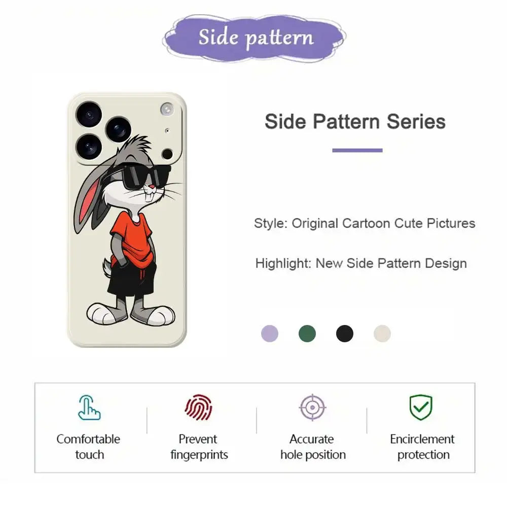 Cool Rabbit Phone Case For iPhone 17 Pro Max 17 Air 16 15 14 Plus 13 12 11 Pro Max XS Max XR 7 8 Plus 16E Silicone Soft Cover