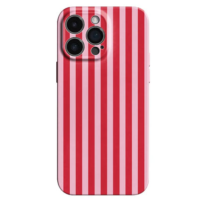 Phone Case For iPhone 17 16 15 14 13 12 11 Pro Max Air 16e 7 8 Plus XS Max X XR INS Fashion Pink Striped Hard PC Bumper Cover